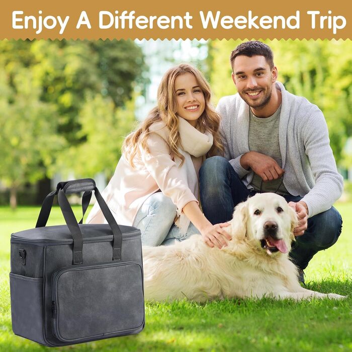 Лававін Чорна дорожня сумка для собак та котів, дорожній набір, з контейнерами та мисками, сіра