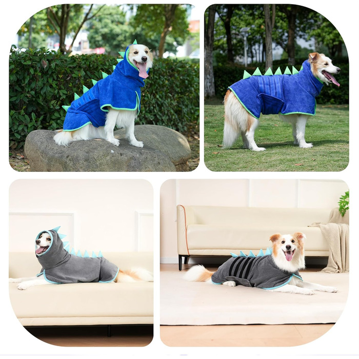 Рушник для собак з мікрофібри, швидко сохне, регульований, надзвичайно поглинаючий, для середніх та великих собак, легко одягається, (сіро-зелений, M)