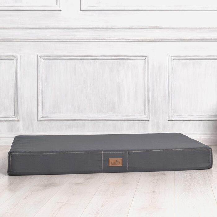 Ортопедичний лежак для собак Tierlando® Hugo Ortho Plus: антиковзаюча підкладка, матеріал Anti-Hair Polyester, для великих собак, 120x90 см, сірий