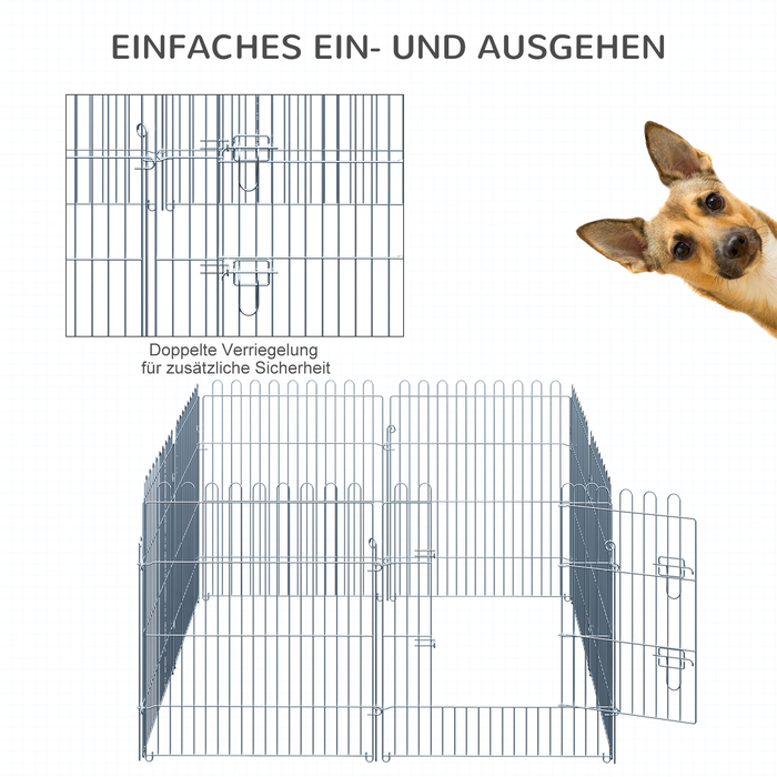 PawHut Відкритий вольєр для цуценят з 8 частин Puppy Run & Playpen, 63x76 см, безпечний і стайня | Аосом