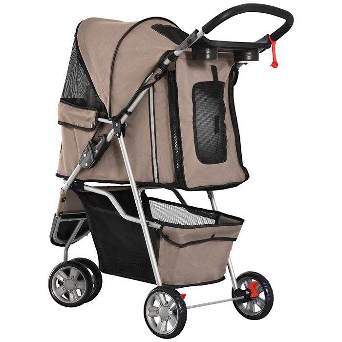 PawHut Dog Stroller Баггі для собак і кішок, багатокольоровий (кавово-коричневий)| Аосом
