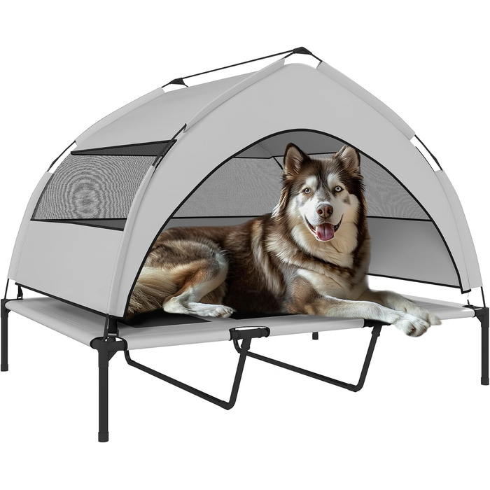 PawHut лежанка для собак 122x92x94 см, з піднятою спинкою, знімний чохол, велика, сталева, сіра та чорна