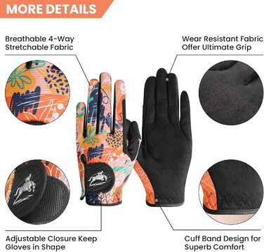 Спортивні рукавички для їзди на конях FINGER TEN з підтримкою сенсорного екрану, для дорослих, оранжевого кольору (L)