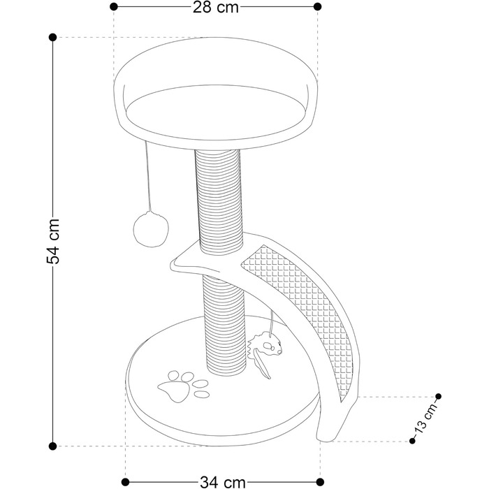 Дерев'яний кігтеточка для котів Beltom® Kratzbaum, 54 см, Коричнево-бежевий