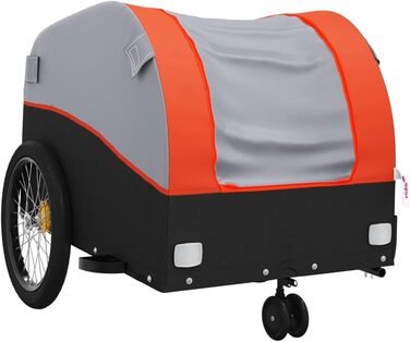 Причіп для велосипеда, переноска для собак, транспортний причіп чорно-помаранчевий, 30 кг, сталь, для щоденного транспортування, універсальний, легко монтується
