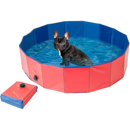 Складаний басейн для собак Sweetypet XL 120x30 см, червоний, із нековзким дном
