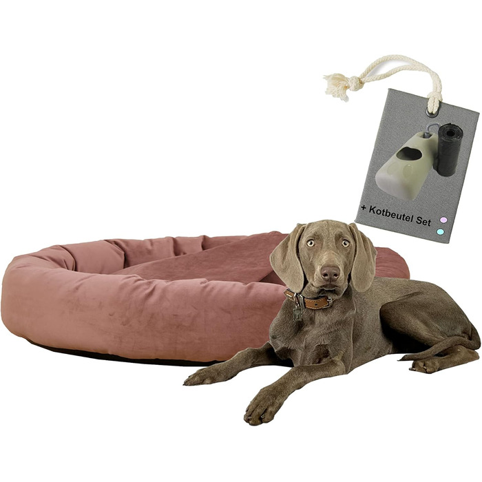 Килимок для собак Luxus Denver | гігієнічний, миється | розмір M (для маленьких та середніх собак) | затишна печеринка з пакетиками для збору відходів | діаметр 68 см (Ø 90 см, Рожевий)