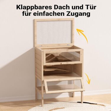 Клітка для тварин Wiltec 3-ярусна, 600x400x800 мм, дерев'яна, з відкидним верхом та оглядовим вікном, для мишей, хом'яків, 600 x 400 x 800 мм