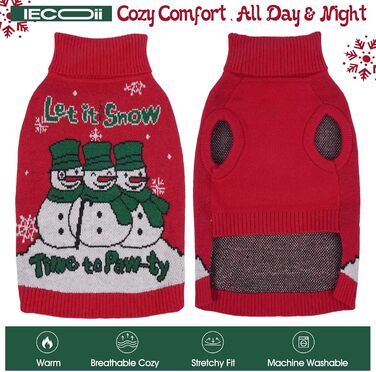 Світшот для собак IECOii з коміром-мотоциклом, флісовий пуловер, святковий пуловер на Різдво, в'язаний пуловер для собак на Хелловін, м'який пуловер для собак, зелений, червоний (XL)