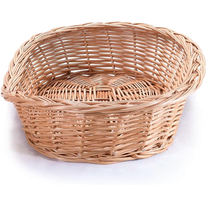 Плетене ліжко для собак та котів з лози, Wiklinowy Świat - Натуральне, тепле та стильне, різні розміри (58x42x15 см, без подушки)