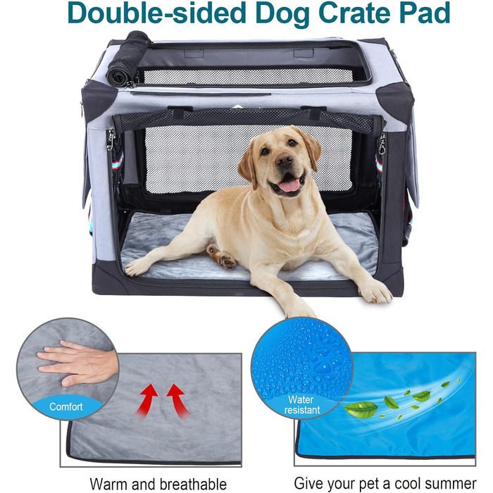 Складаний бокс для собак Ownpets L 81x58.4x58.4 см, переноска з водонепроникної тканини, з додатковою сумкою для зберігання