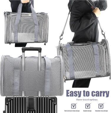 Транспортна сумка для кота/собаки: переноска для тварин, складана, сіра, 45x30x30 см