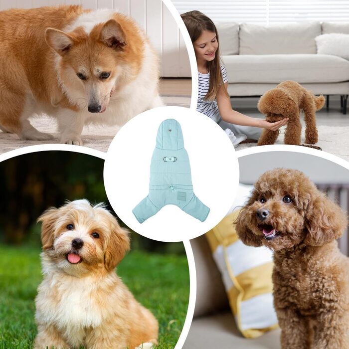 Зимова куртка для собак, тепла флісова куртка для маленьких собак, блакитна, 2XL