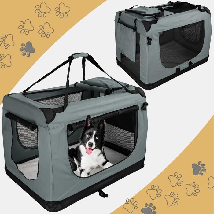 Складний переноска для собак та котів Petigi S 50x35x36 см, темно-сіра. Сумка-переноска для авто, для собак, котів, кроликів