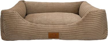 Ортопедичне ліжко для собак Elropet з м'якого корду, кошик для собак, XS/S/M/L/XL, Cappuccino (65x50x18 см)