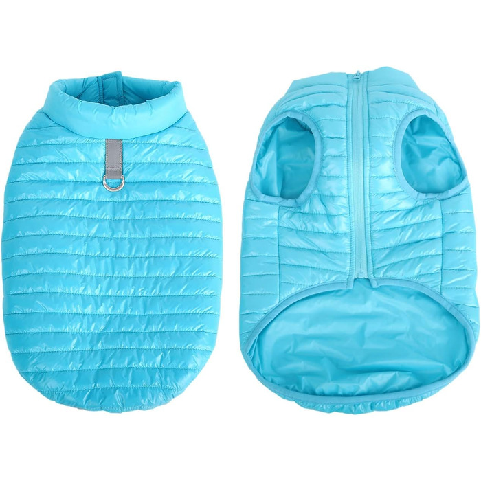 Зимовий теплий водонепроникний теплий зимовий одяг для собак з кільцем D, суперлегкий, для маленьких собак, кошенят, цуценят (XS, XL, блакитний)