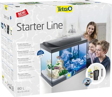 Акваріумний комплект Tetra Starter Line 80 л з LED-підсвіткою день/ніч, фільтром, нагрівачем, кормом і кондиціонером для води