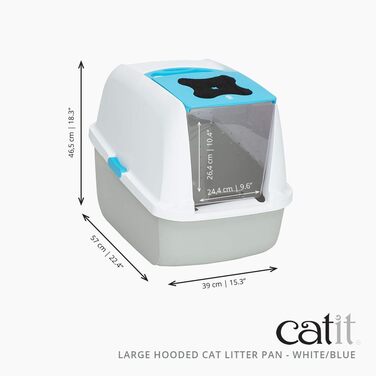 Туалет для котів Catit 50701 з кришкою, великий, 57x46.5x39 см, білий/сірий/блакитний