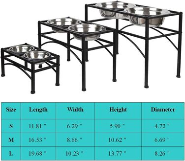 Підвищена годівниця для собак Funkeen з подвійними мисками з нержавіючої сталі, для середніх собак, об'єм 1 кварту