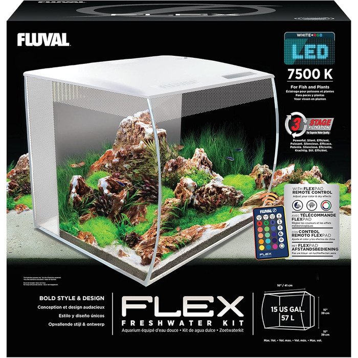Акваріум HG Fluval Flex 57 л, білий, 40x30x50 см