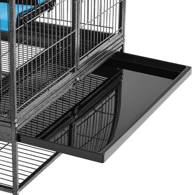 Yaheetech клітка для дрібних тварин, металевий вольєр для гризунів, кроликів, з 4 колесами, 2 знімні платформи та сходи, білий