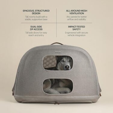 Переноска для тварин Tavo Crispin Large: Автопереноска для собак та котів, ISOFIX, 360° вентиляція, складна, 2 матраци, колір Merle
