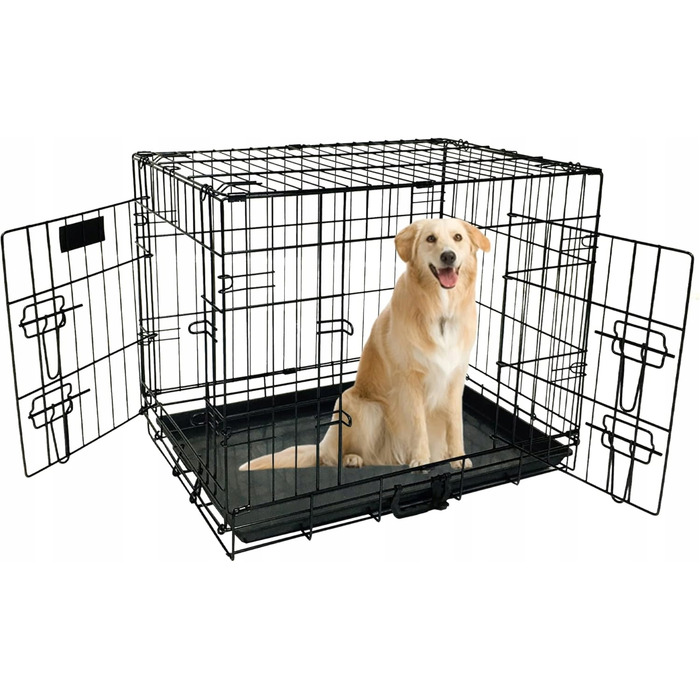 Металевий транспортний клітка-вольєр для собак Anytech, 121x74x82 см, розмір XXXXL
