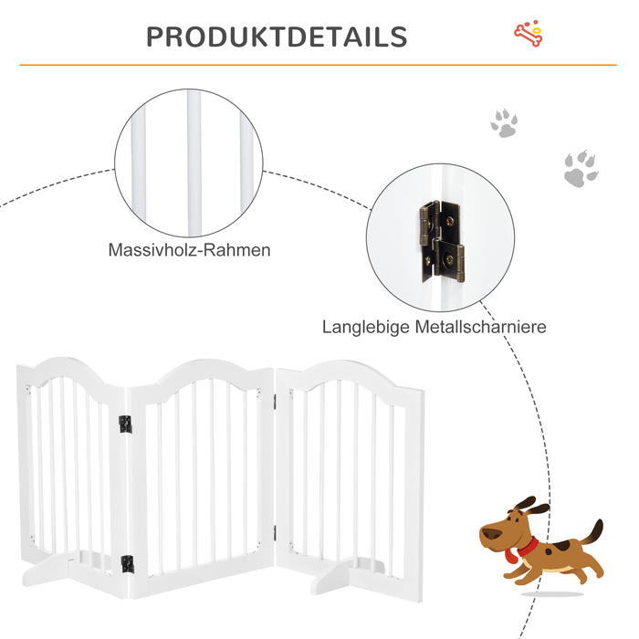 PawHut Dog Barrier Guard Configuration Guard Grid 3-Piece з двома опорними ніжками Стабільний Складний МДФ Білий 154.5x29.5x61 см | Аосом