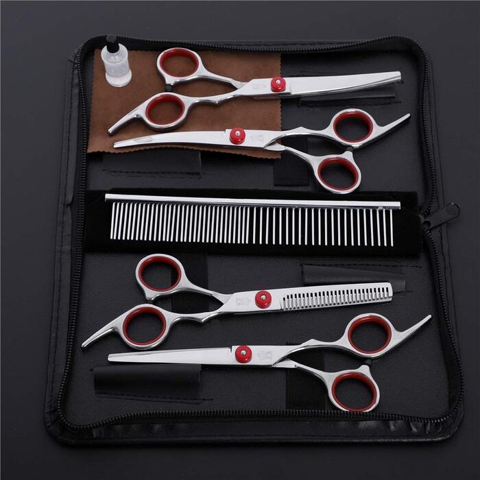 Набір професійних ножиць для грумінгу WYGC PETS: прямі та зігнуті ножиці для собак та котів, 6 дюймів, нержавіюча сталь