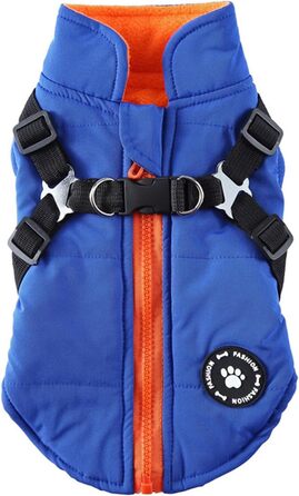 Тепла жилетка для собак, зимовий одяг, флісова жилетка, водонепроникний одяг, на блискавці, для цуценят, маленьких, середніх та великих собак (синій, S)