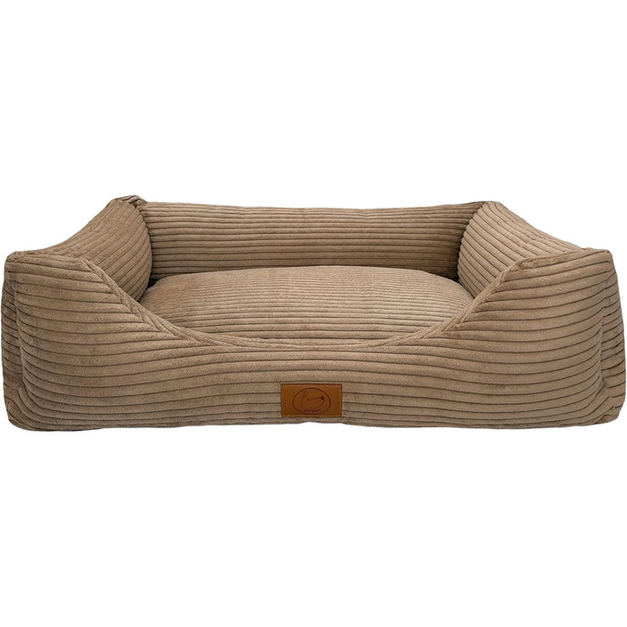 Ортопедичне ліжко для собак Elropet з м'якого корду, кошик для собак XS/S/M/L/XL/XXL (145x110x30 см), Cappuccino