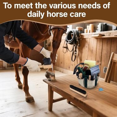Набір для догляду за конем з дерева, 13 предметів: екологічні інструменти з ергономічними ручками, професійні щітки для гриви та копит