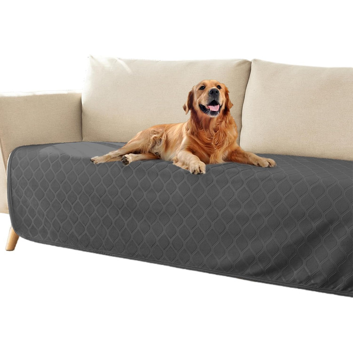 Водонепроникний плед для собак Fuguitex, м'який, кристалічний оксамит, марокканський стиль, для дивана та софи (76,2 x 177,8 см, темно-сірий + сірий)
