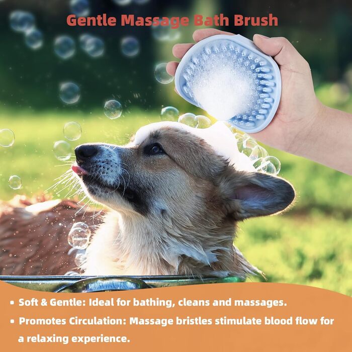 Набір для догляду за шерстю тварин: щітка для самостійного очищення, гребінець для видалення ковтунів та щітка для миття, синій, 3 шт. (для котів та собак)