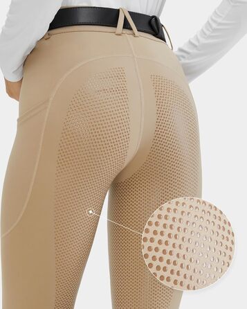 Легінси для верхової їзди жіночі HMILE з силіконовим вставками, висока талія, еластичні, з кишенею для телефону та петлями для ременя (Хакі, S)