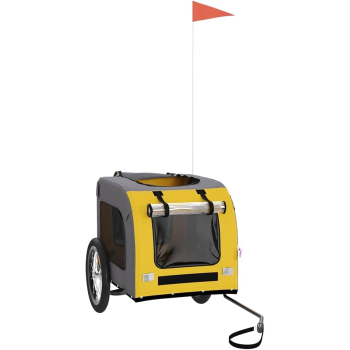 Фаркоп-причіп для собак Tidyard, 45 кг, Oxford-Gewebe, з прапором та відбивачами, жовто-сірий