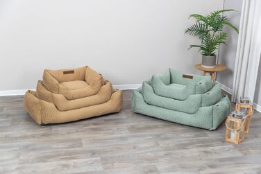 ТRIXIE Лежанка для собак Marley, 80 x 60 см, салатовий колір – зручна лежанка для середніх собак, м'який бавовняний чохол, можна прати – 37691 Salbei L 80 x 60 x 23 см