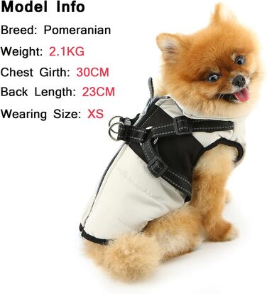 Теплий халат для тварин SMALLLEE_LUCKY_STORE з підкладкою з флісу, спортивна зимова куртка, жилет з повідком, D-подібний кільце, для маленьких собак та котів, світловідбиваючий, на блискавці, з підкладкою, чихуахуа, йоркширський тер'єр, (кремовий, L)