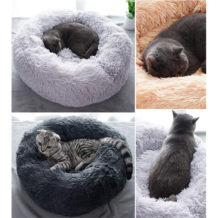 Кругла м'яка лежанка для собак та котів, велика, чорна, 70 см. Лежанка-софа для тварин, миється.