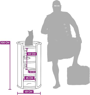Когтеточка-колона Petrebels Superdome XL 100 см, Ø 50 см, преміум-якість, для великих котів, стійка, колір капучино