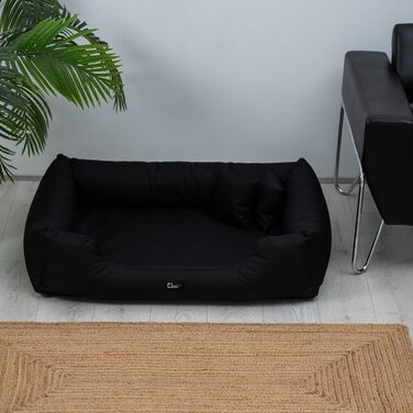Ортопедичне ліжко для собак Puffi Orto, середнього, малого розміру - подушка для собак, килимок для собак з поліестеру, водовідштовхувальне, зносостійке, знімає біль (L+|90x70см, Чорний)