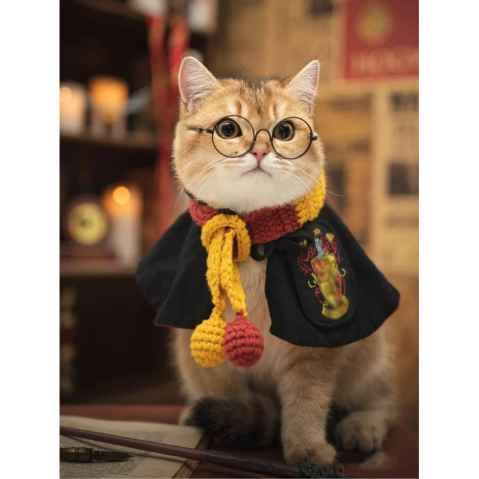 Костюм для собак та котів з окулярами та краваткою, Cosplay, розмір M (Грифіндор)