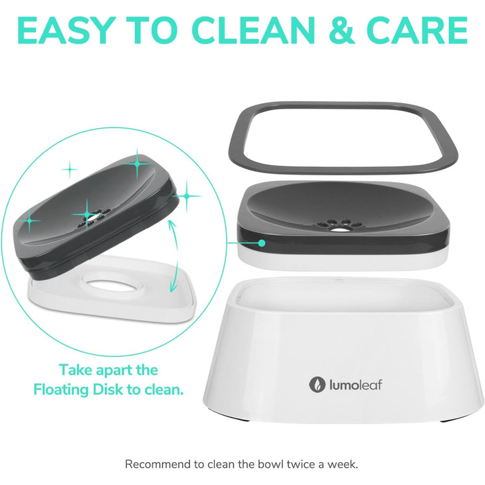 Миска для води для собак LumoLeaf, 1л, анти-розливання, для подорожей, не протікає, миска для собак, котів, тварин