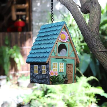 Дерев'яний будиночок для птахів з декоративним дахом, 21 x 15 x 13 см - ідеально для балкона та саду