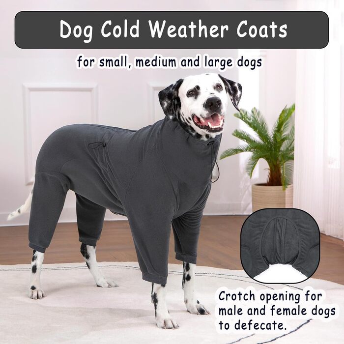 Теплий флісовий пуловер для собак Axcimond: зимовий одяг для маленьких, середніх та великих собак. Зіпсованість на блискавці. Сірий колір.