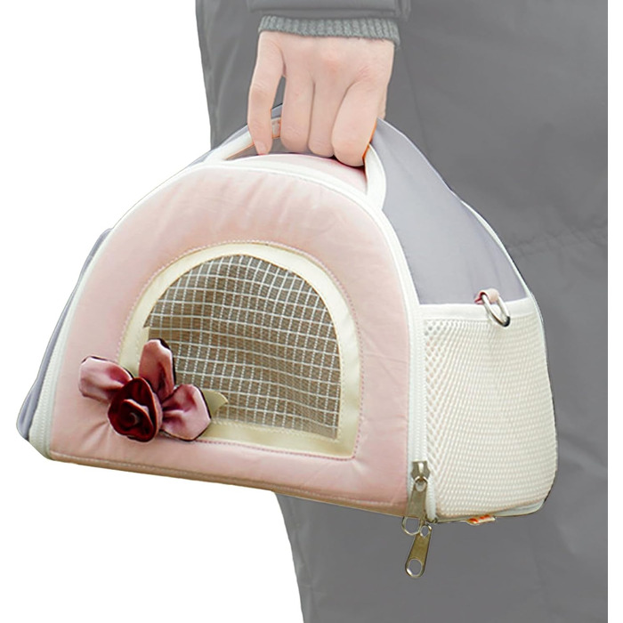 Транспортна сумка для маленьких тварин: переноска для собак, котів, шиншил | Переноска для хом'яків, кроликів, морських свинок, аксесуари для подорожей, рожева