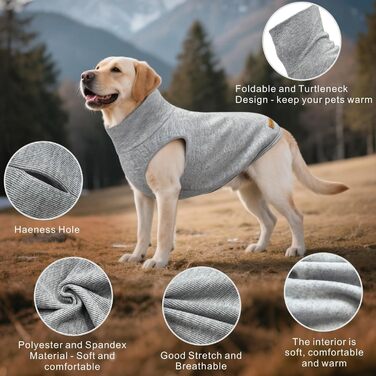 Светр для собак Mosucoirl: теплий, м'який, для маленьких, середніх та великих собак XS-4XL, сірий