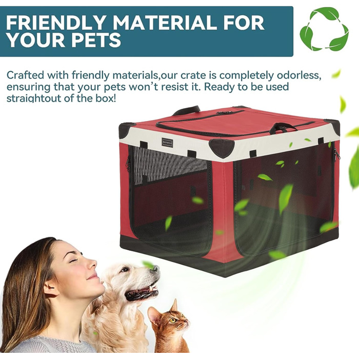 Транспортна переноска для собак Petsfit - розкладна, тканинна, для дому, велика, червона (M)