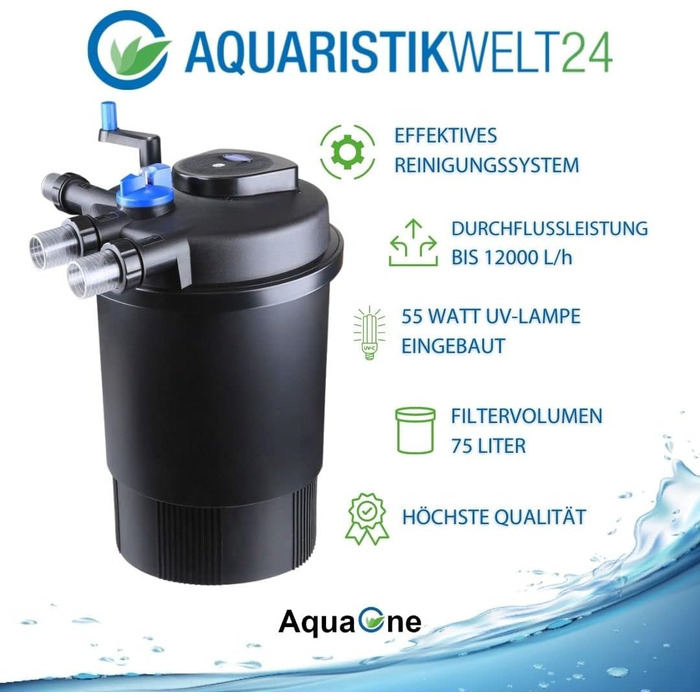 Комплект фільтрації AquaOne CPF-30000 з насосом для ставка до 60 000 л, UV-лампа, еко-насос 37-180 Вт, шланг