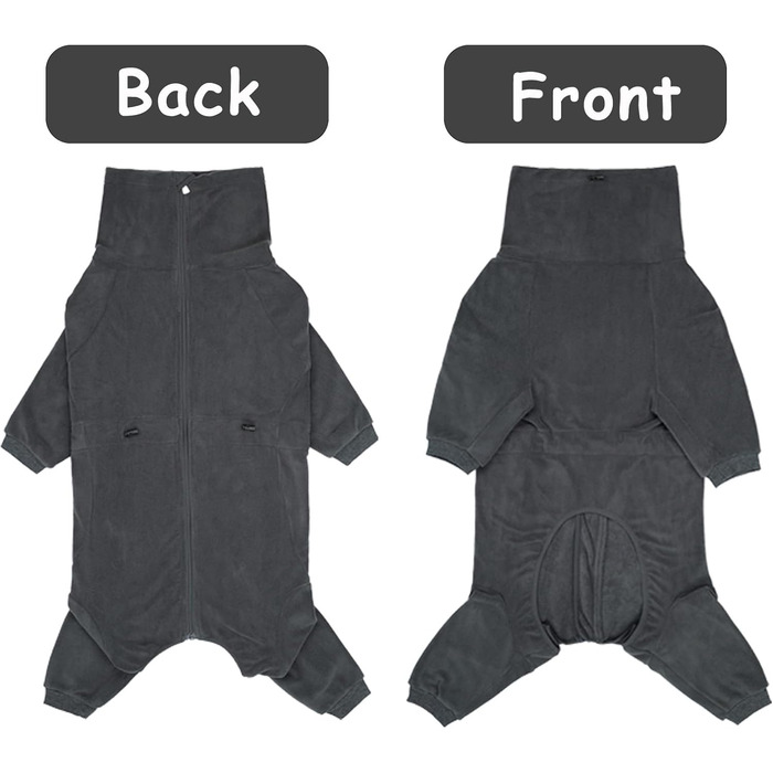 Теплий флісовий пуловер для собак Axcimond: зимовий одяг для маленьких, середніх та великих собак. Зіпсованість на блискавці. Сірий колір.